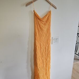 Anthropologie Vibrant Orange Strapless Dress